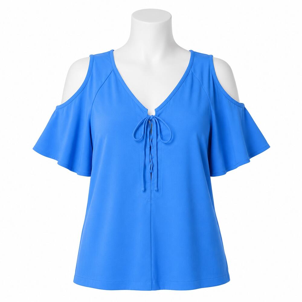 Nanette Lepore Cold Shoulder Flutter Sleeve Blouse - Size M